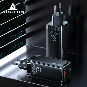 

USAMS 65W GaN Charger Super Fast Charge Type C PD USB Charger With QC 3.0 2.0 Quick Charger For iPhone/Huawei/Xiaomi/Laptop