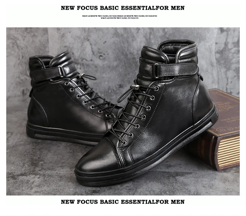 Mring/Высокая мужская обувь; сезон осень-зима; Мужская Спортивная обувь; мужская повседневная обувь; кожаная хлопковая обувь; Мужская Высокая обувь