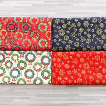 

Christmas Print Fabric Bronzd Japanese Twill Cotton Fabric For Sewing Bedding Or Clothes TJ1352