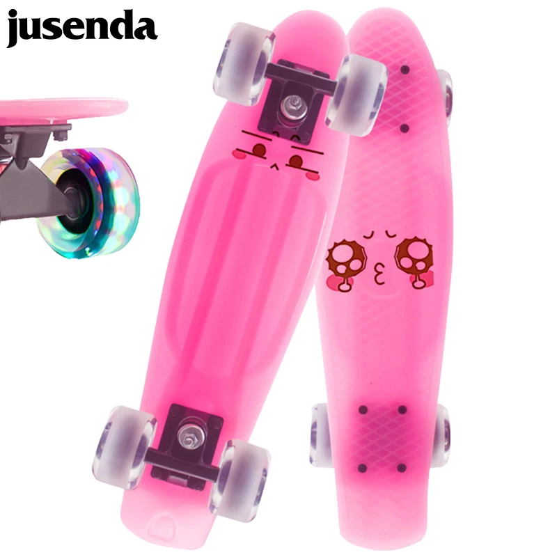 22inch Mini Cruiser Complete Skateboard Children Scooter Flash Wheel Longboard+ 