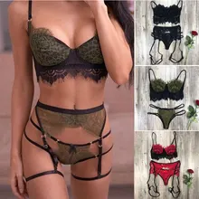 Сексуальный комплект нижнего белья, кружевной бюстгальтер и трусики, набор стрингов, женское нижнее белье, Комплект подвязок, ночное белье размера плюс наборы бюстгальтер+ трусы