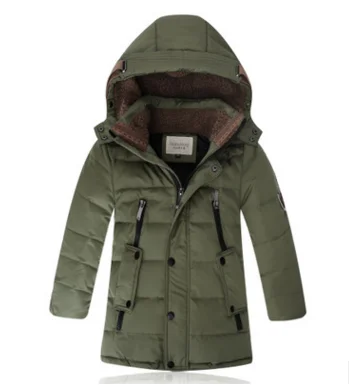 Детская зимняя куртка; коллекция года; одежда для больших мальчиков; детская зимняя куртка на утином пуху; Стеганое пальто для мальчиков; теплая утепленная верхняя одежда - Цвет: Армейский зеленый