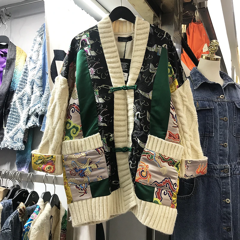 Vefadisa Chinese Style Embroidery Print Cardigans