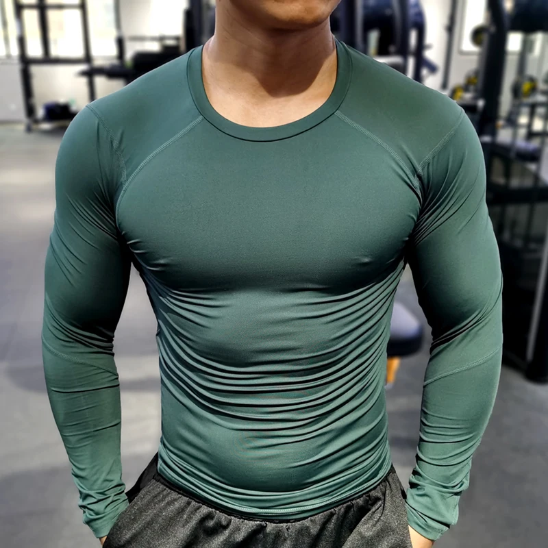 Compression Mens Tights Long Sleeve Quick Dry Breathable Fitness Tops T-shirt 