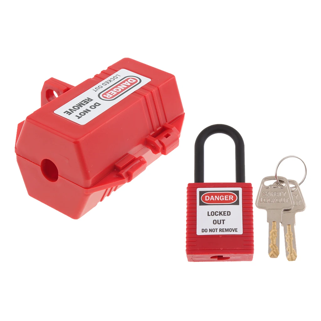 Almencla Steckerschloss Stromstecker Lockout Box aus Hochwertigem PP-Kunststoff mit Vorhängeschloss und Schlüssel 