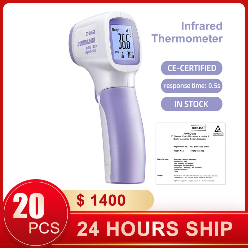 

20 Pcs Infrared Thermometer Forehead Digital Thermometer Non-Contact Thermometer For Body Temperature Measurement Indoors