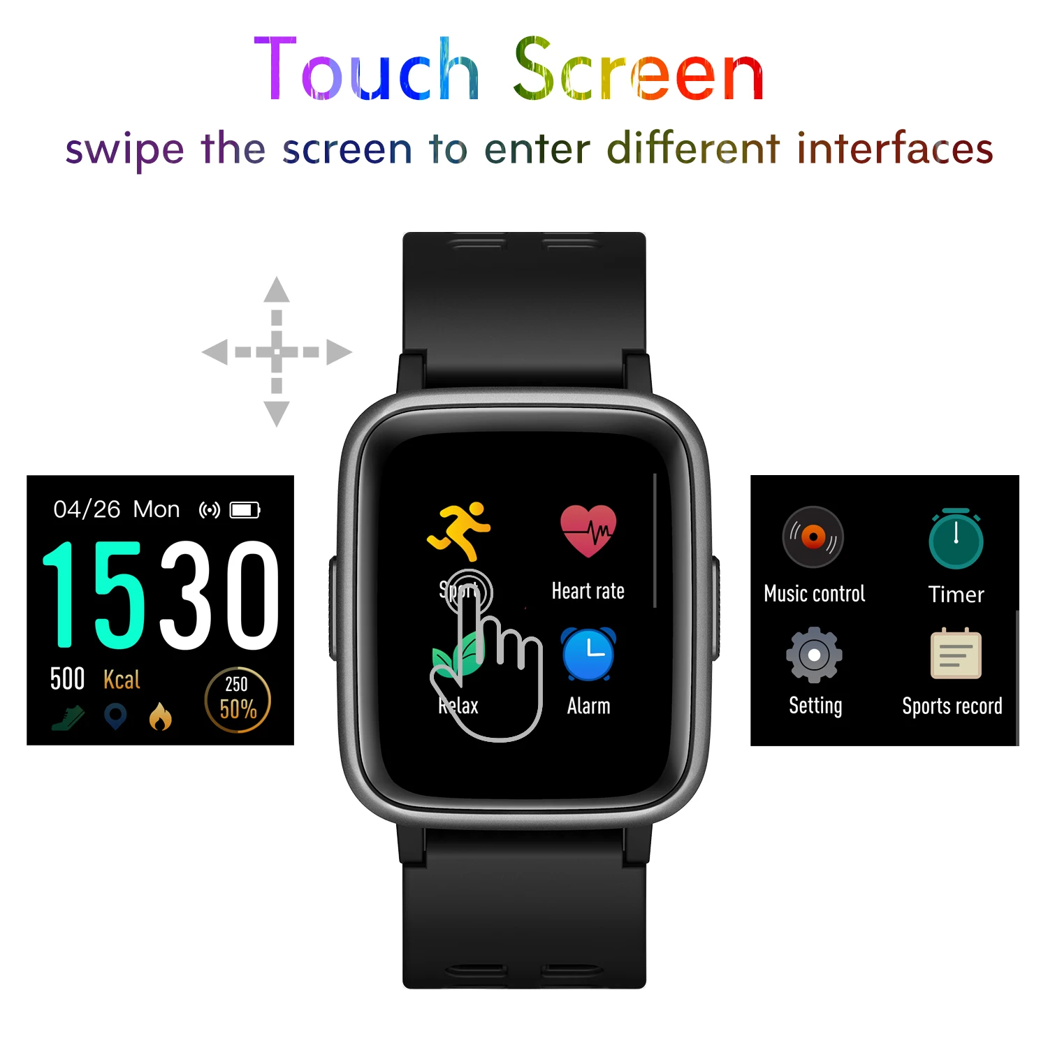 BingoFit Smart Wristband Step Counter Heart Rate Blood Pressure Smartwatch Multi-sports Fitness Activity Tracker for Android iOS