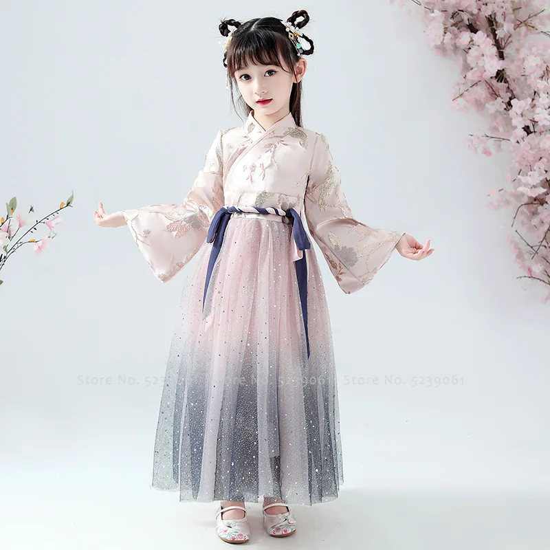 Традиционное китайское вечернее платье принцессы ханьфу с вышивкой для