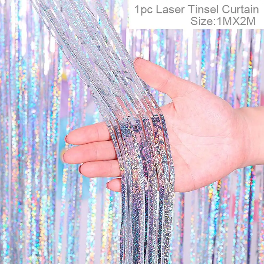 Laser curtain4 С рисунком «маленькая русалочка» вечерние Декор DIY День рождения Декор дети девушка Русалка Вечерние подарки Русалка Свадебная вечеринка поставки детского дня рождения - Цвет: Laser curtain4