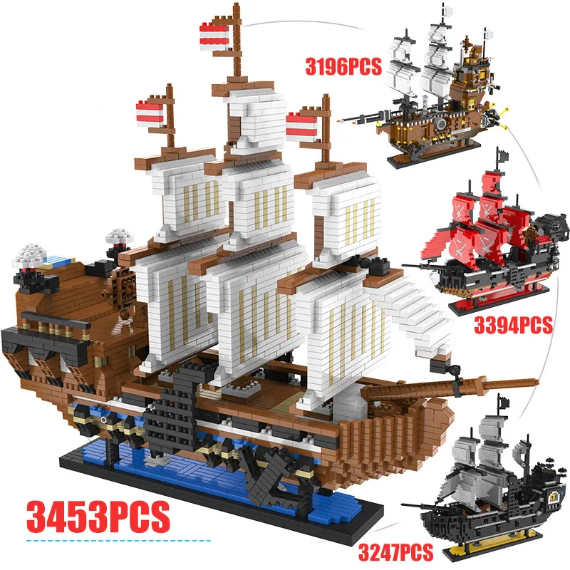 Лоз мини-блоки Caribbean пиратский парусный корабль с черной жемчужиной лодка queen Annes 3D модель DIY Строительные Алмазные Блоки Кирпичи Детские игрушки