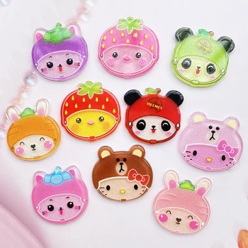

10pcs Acrylic Cute Cartoon Animal Flat Back Cabochon Art Decoration Charm Craft F58