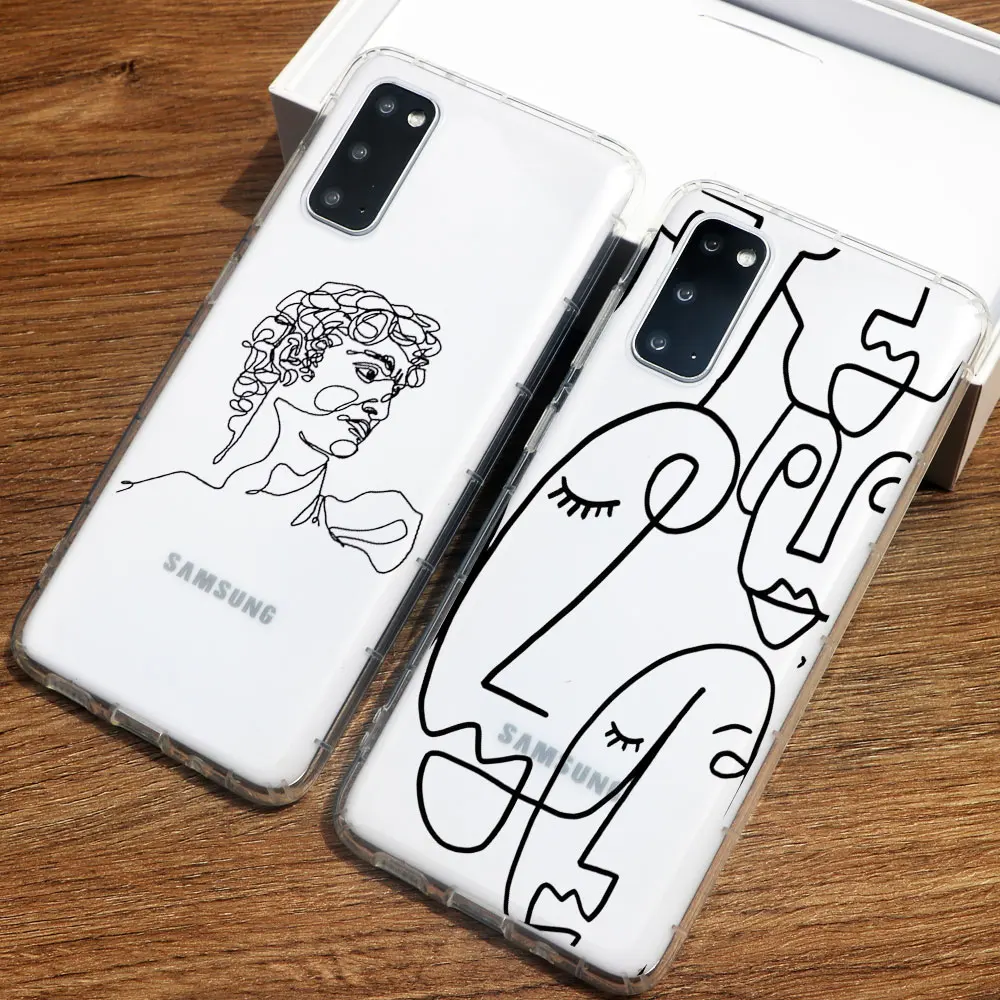 

Abstract face drawing line art Phone Case For huawei P40 P30 lite P20 pro p10 honor 10 mate 40 30 pro 20 lite Silicone TPU cover
