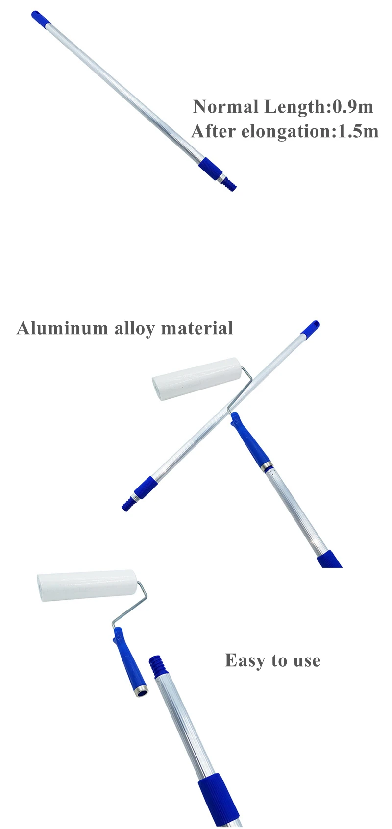 Aluminum Alloy Telescopic Stick with 1.5m Extension Rod for Dust Removal Roller Handle – Ideal for PP and PE Rolls Description Image.This Product Can Be Found With The Tag Names Computer cleaners, Computer Office, Extension rod