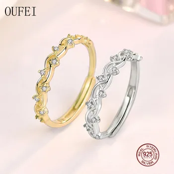 

OUFEI Open Ring For Women Korea Simple Rings Crystal Charm Flower 925 Sterling Silver Open Rings 2020 New Jewelry 925 Silver