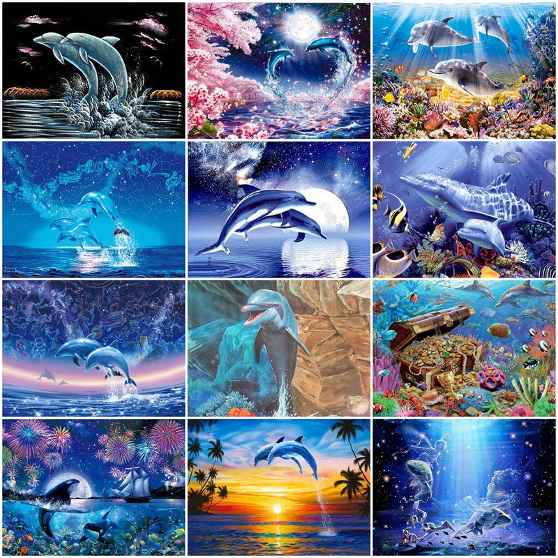 

Diamond Embroidery animal 5D DIY Diamond Painting Dolphin animal set Diamond Painting Cross Stitch Rhinestone Mosaic