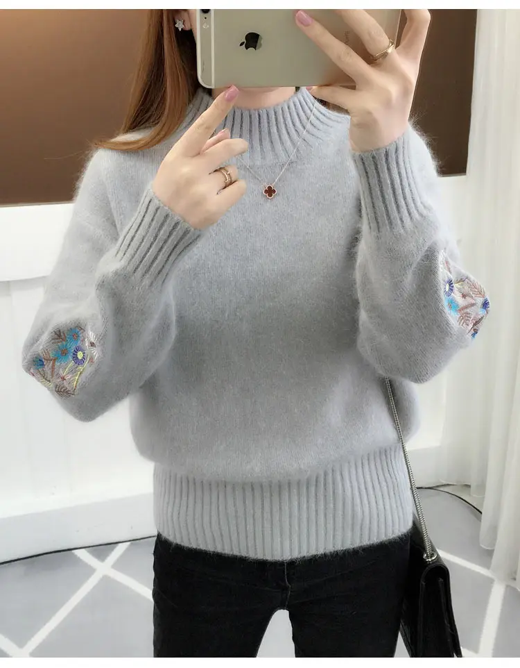 Autumn New Fashion Elegant Knitted Women Sweater Casual Women Blouses Women Tops O-neck Long Sleeve Women Clothing 5459 50