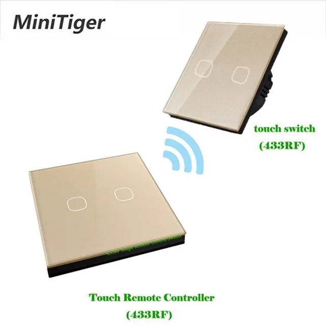MT-S601-02G Minitiger стандарт ЕС 1 банда 2 способ 433 Мгц дистанционный сенсорный переключатель и беспроводной палка Rmote сенсорный переключатель - Цвет: MT-S601-02G
