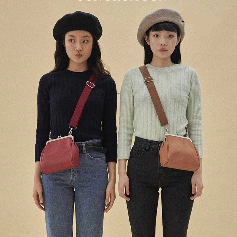 

Vintage Fashion Shell Lock Hand Bags Chain PU Leather Canvas 3 Straps Women Shoulder Crossbody Bag Tote Women's Handbags Purses