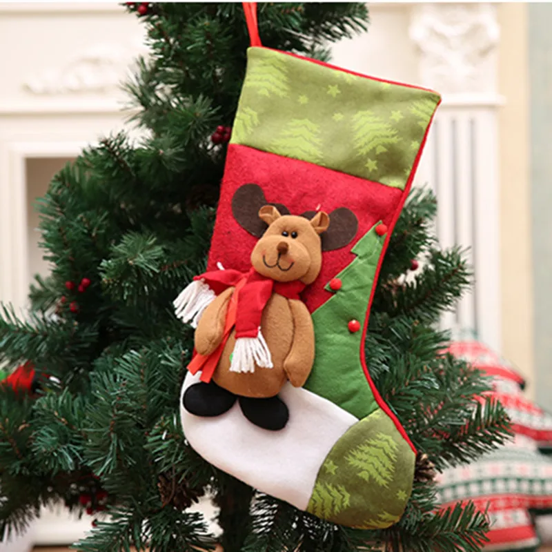 Elk stocking Рождественский чулок Санта мешки конфеты драги яблоко подарочные сумки рождественские украшения для дома год Navidad подарки - Цвет: Elk stocking