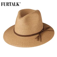 FURTALK Summer Straw Hat for Women Panama Beach Hat Bucket Sun Hats Female Summer Big Brim UV Protection Cap chapeau femme 2020 3