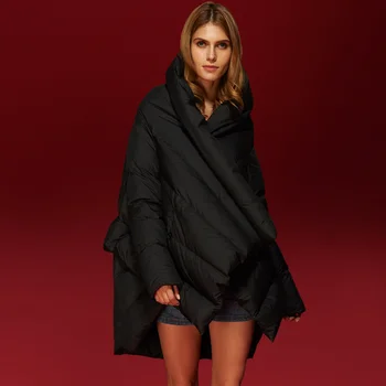 

Women Winter Duck Coat Down Jacket Hooded Fashion Women's Jackets Loose Cloak Big Size Parka Chaquetas Para Mujer KJ629