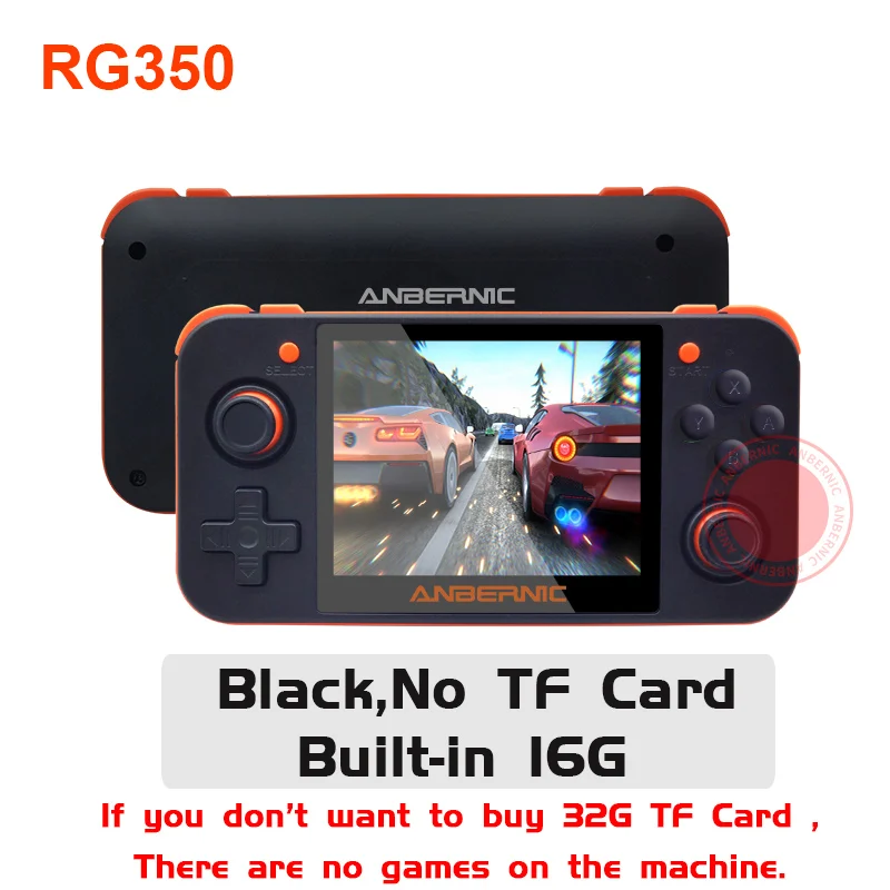 BLACK 16G Новая ретро-игра ANBERNIC 350, видеоигры, обновленная игровая консоль ps1, игра 64bit opendingux, 3,5 дюймов, 2500+ игры, RG350, детский подарок, ips - Цвет: BLACK 16G