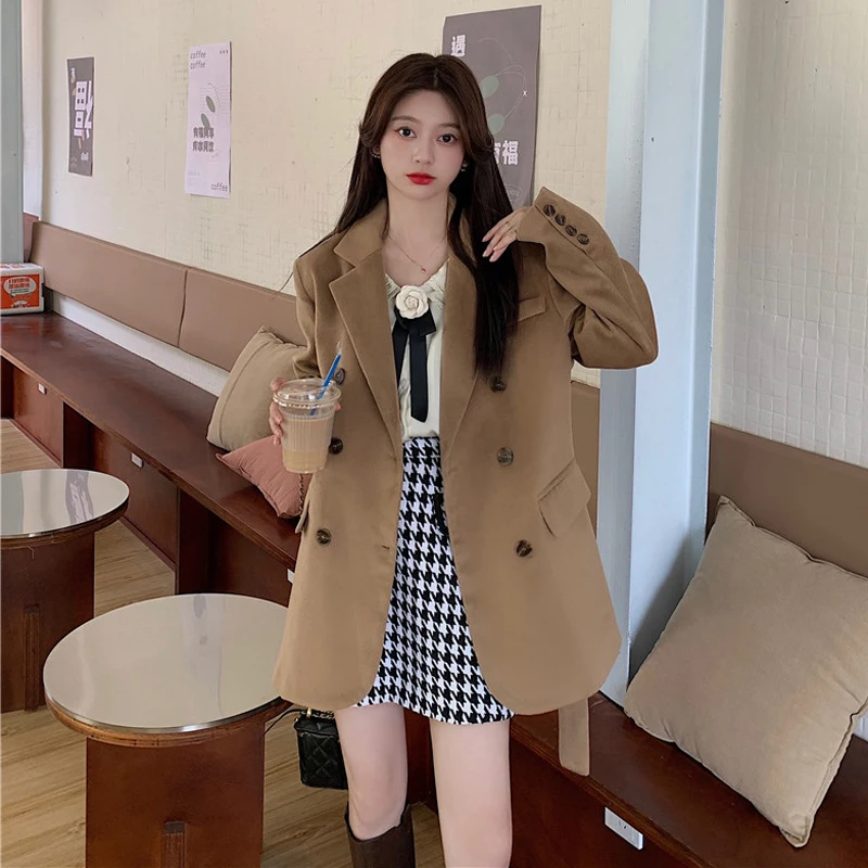 

Autumn/Winter 2021 Korean version of quilted thick woolen coat chic waist mid-length woolen coat top women's clothing