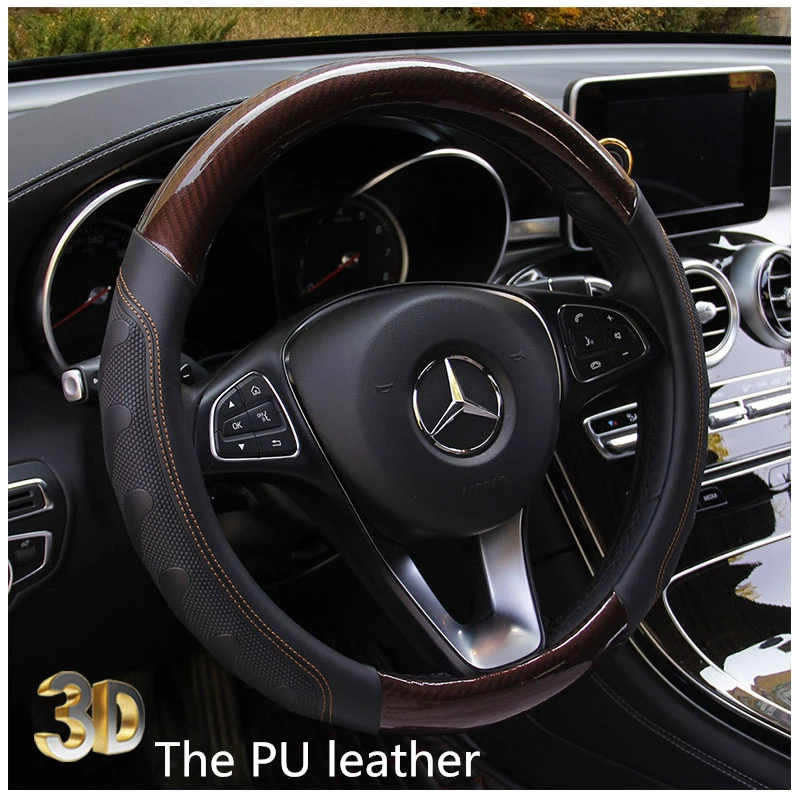 Car Steering Wheel Cover Leather Carbon Fiber for Opel Astra g/gtc/j/h Corsa Antara Meriva Zafira Insignia Mokka KX3 KX5 - Название цвета: The PU leather