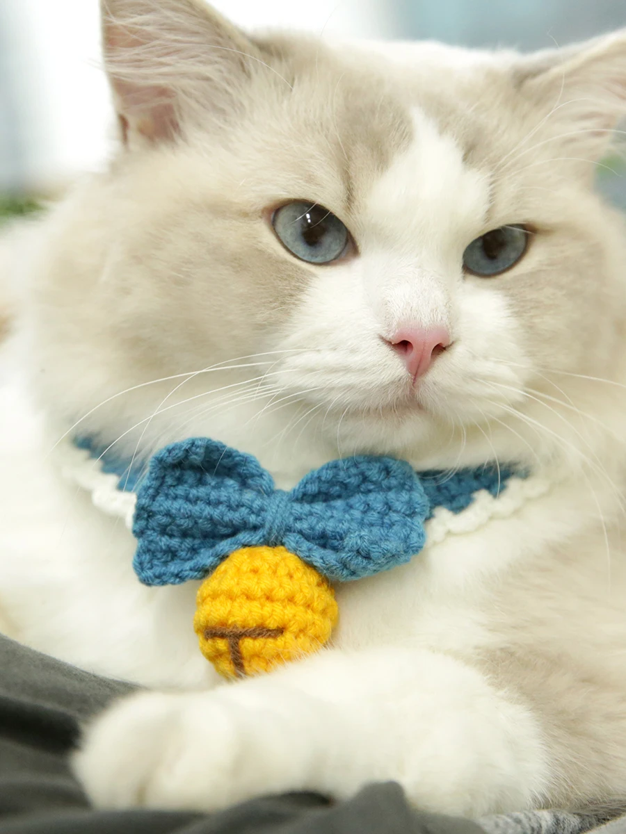 Collare decorativo all'uncinetto per animali domestici, campana per