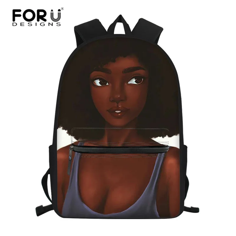 FORUDESIGNS/Школьный рюкзак для девочек-подростков, черный рюкзак для девочек в Африканском и американском стиле, детская школьная сумка, наплечная школьная сумка-портфель - Цвет: Z5148Z58