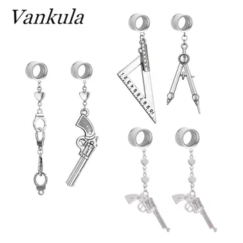 

Vankula 2pcs Dangle Ear Plugs Tunnels Surgical Stainless Steel Ear Gauges Stretcher Expander Flesh Piercing Body Jewelry Earring