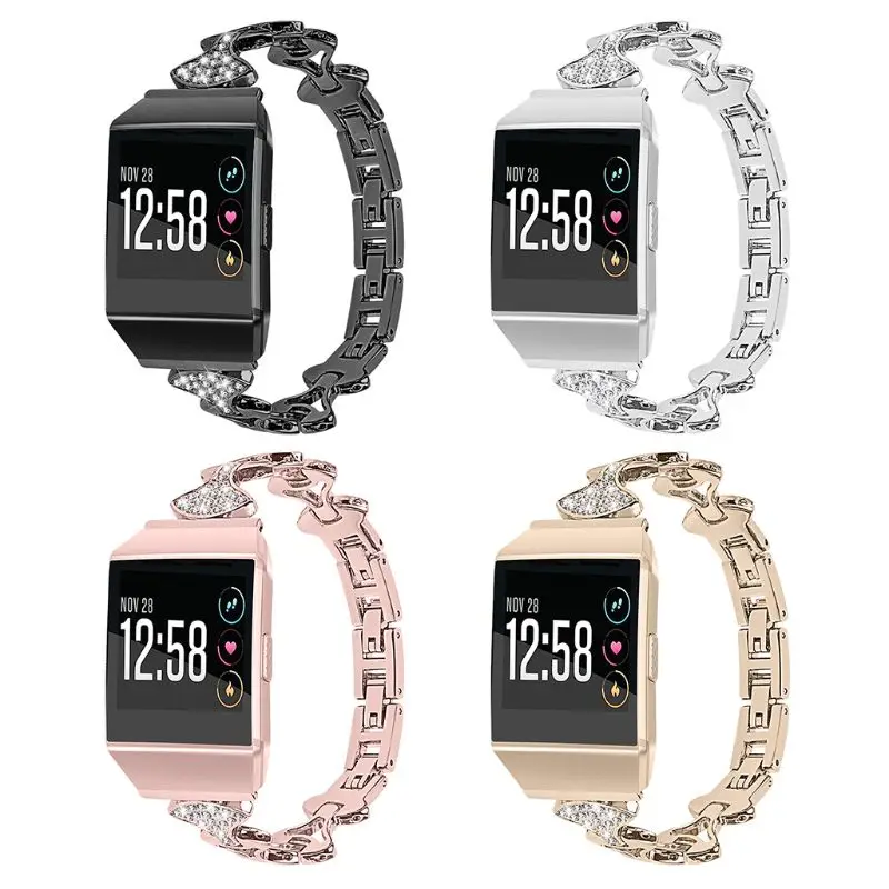 Ремешок для часов из нержавеющей стали, ремешок для Fitbit ionic Diamond, сменный металлический ремешок, стразы, браслет, ремешок для часов