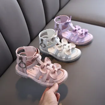 

New Girls Soft Sandals Children's Beach Shoes Summer Kids Roman Sandals Girls Princess Party Shoes Infant Size 27-36