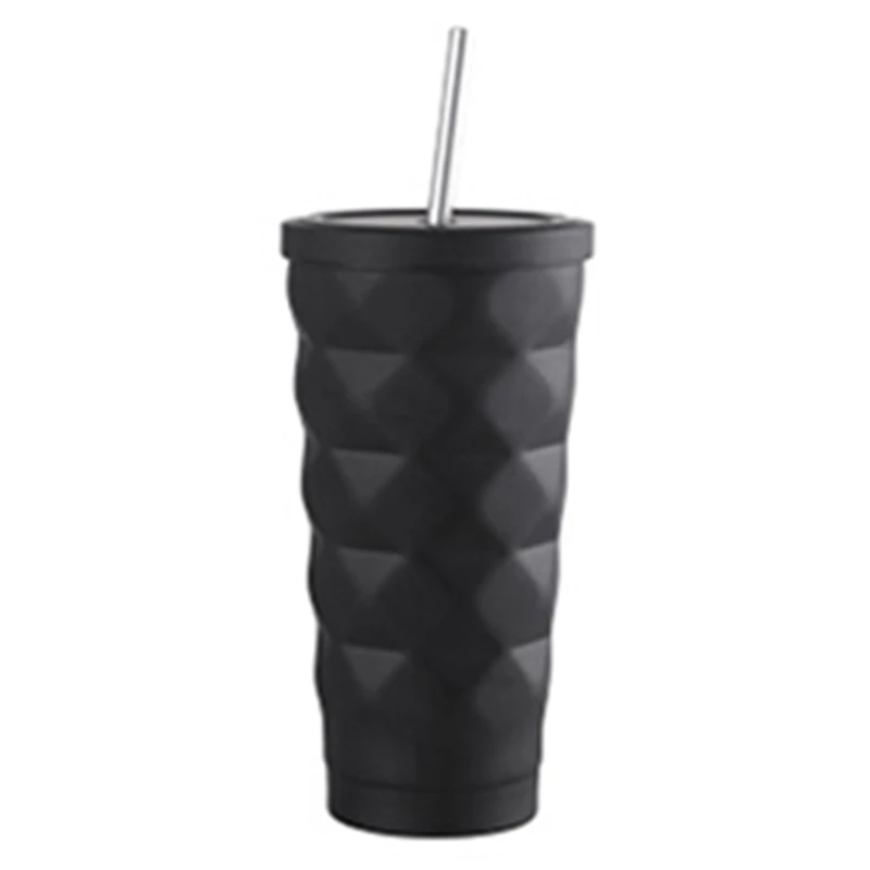 Stainless Steel Insulated Cup Vacuum Flasks 600Ml Insulated Car Coffee Mug Travel Drink Bottle with Straw