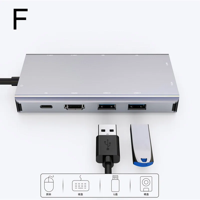 Тип C к HDMI адаптер портативный многоцелевой для ноутбука мобильного телефона домашнего офиса SD998 - Цвет: f