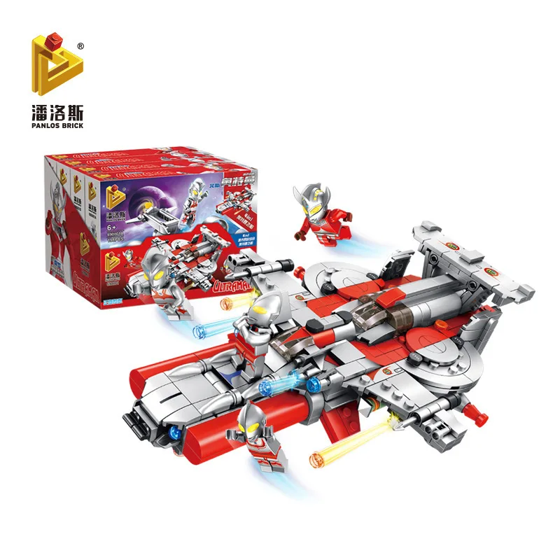 

Pan luo si 690001 Ultraman Spaceship 4-in-1 Genuine Authorized Children'S Educational Fight Inserted Assembled Building Blocks T