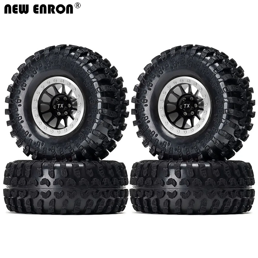 

NEW ENRON Alloy Silver 2.2inch Beadlock Wheels Hub Rim & Rubber Tires For 1/10 RC Axial SCX10 AXI03007 YETI Traxxas TRX-4 Wraith