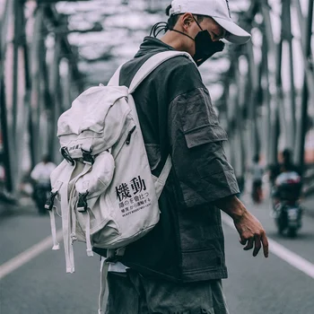 

Hip Hop Men's Backpacks Women 2020 Hasp Vintage Ribbon Korean Canvas Streetwear Harajuku Backpacks School Bags