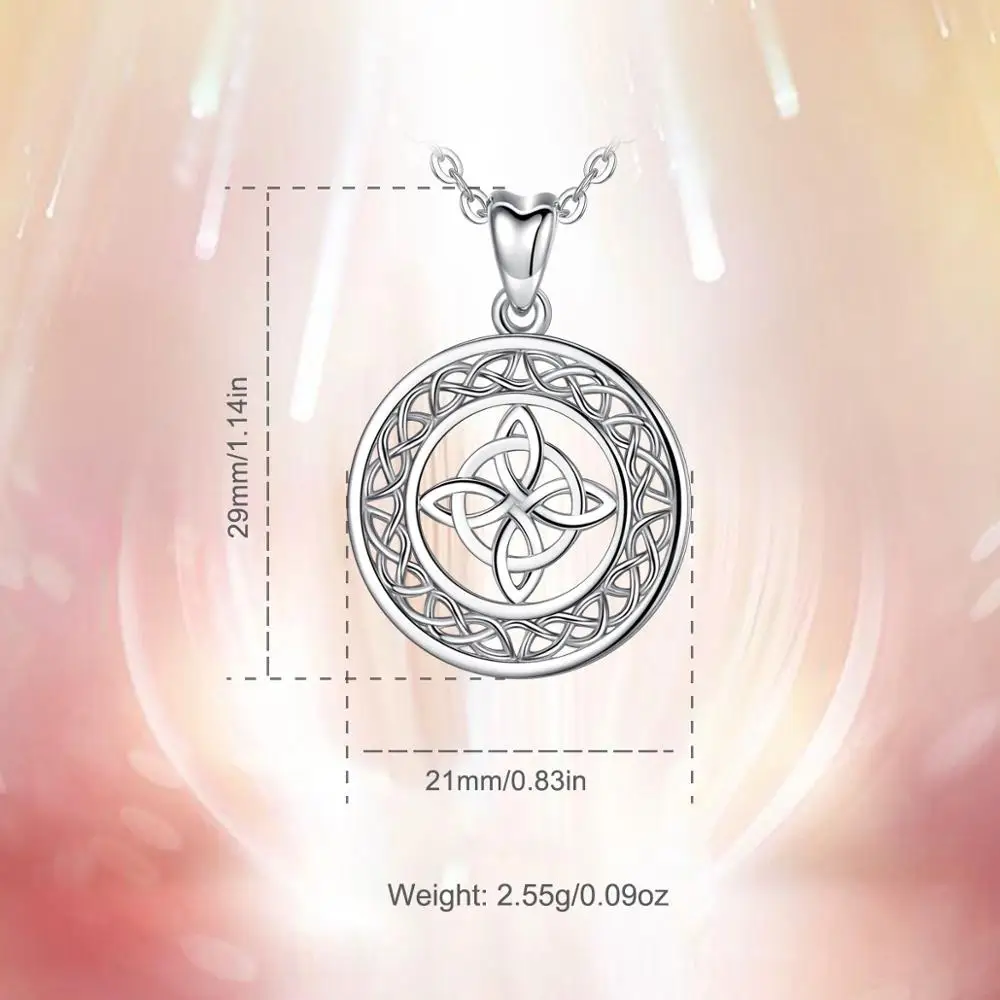 EUDORA Стерлинговое серебро элегантный Кельтский Узел круглый кулон удача ожерелье Модные женские мужские украшения для дня рождения подарок D122