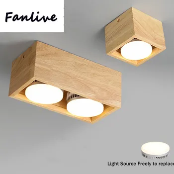 

Nordic Wood Ceiling lamp Fixture light Surface Mount downlight led 12W 18W led bulb replaceable spot led light for home lighting