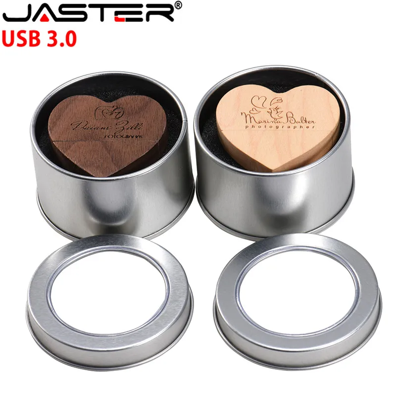 JASTER кленовое дерево грецкий орех сердце + коробка модель usb3.0 32 Гб usb флеш