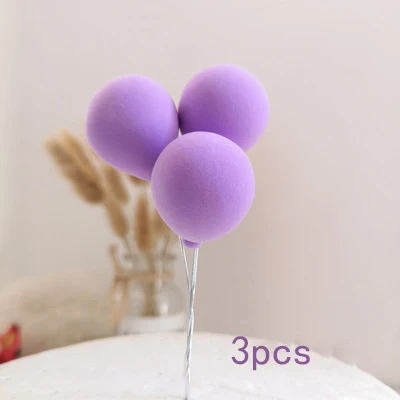 3pcs purple balloon Украшение торта смешанный цвет глина шар кекс Топпер акриловые буквы счастливые топперы для торта на день рождения принадлежности для украшения свадебной вечеринки - Цвет: 3pcs purple balloon