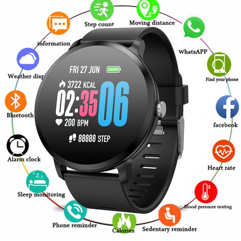 

Smart Watch Heart Rate Blood Pressure Vibration Weather Forecast Men Women Tempered Glass Activity Bracelet for Android iOS