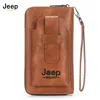 JEEP BULUO Leather Men Clutch Wallet Brand Purse For Phone Double Zipper Luxury Wallet Leather Clutch Bag Large Capacity  ► Photo 1/6