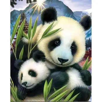 

5D Diamond Painting Cross-Stitch Kit Panda Embroidery Colorful Hobby