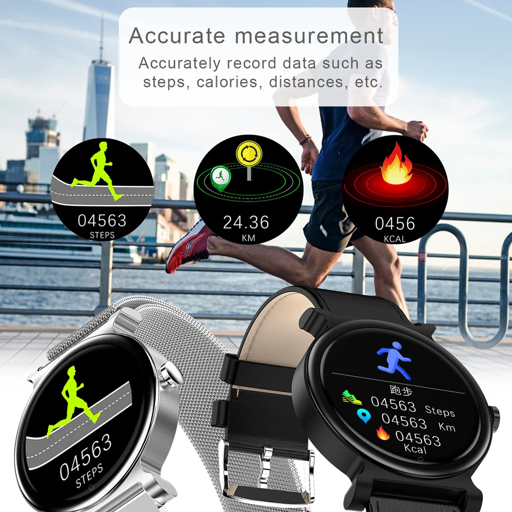 YOCUBY Smart Watch Men IP68 Waterproof Reloj Call SmartWatch with Blood Pressure Heart Rate Sports Fitness Watches Leather R20