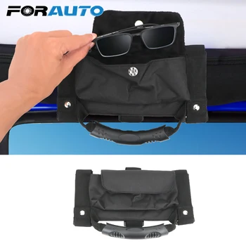 

FORAUTO Car Roll Bar Grab Handle With Sunglasses Holder 1PCS Storage Bag Armrest Pouch Bag Black for Jeep Wrangler CJ TJ JK JL