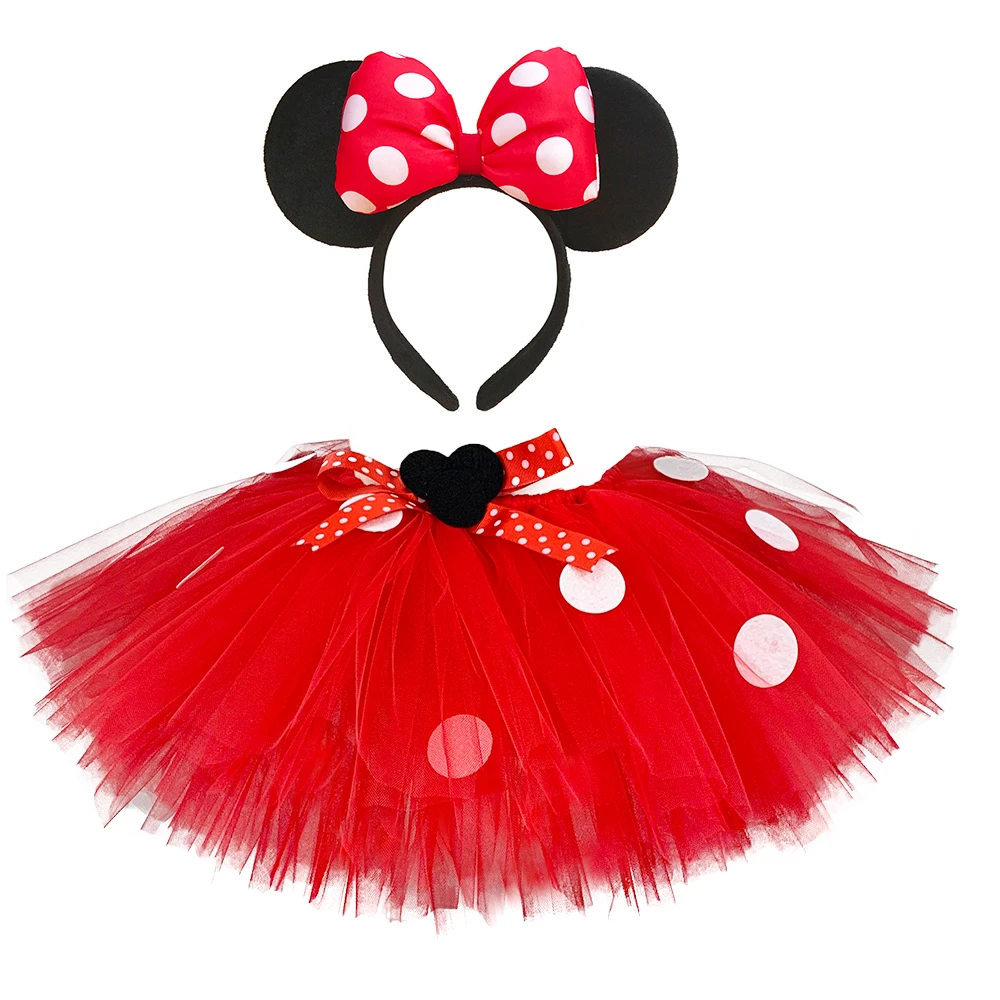 Falda tutú de Minnie para niñas, conjunto de traje de 2 colores de lunares, tutú esponjoso de para baile con diadema de ratón, cumpleaños y Año Nuevo|Disfraces para niñas| - AliExpress
