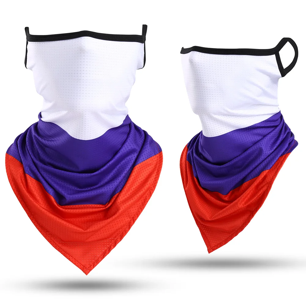 Summer Breathable Bandana Russia Spain National Flag Neck Gaiter Half Face Mask Hanging Ear Neckerchief Scarf Headband Men Women mens white scarf