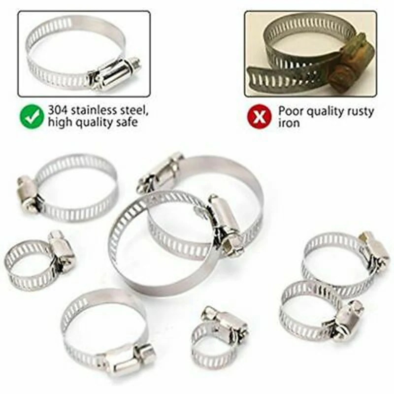 

Hose Clips Pipe Clamps Fuel Hose Type Hoses Worm Drive 304 Stainless Steel